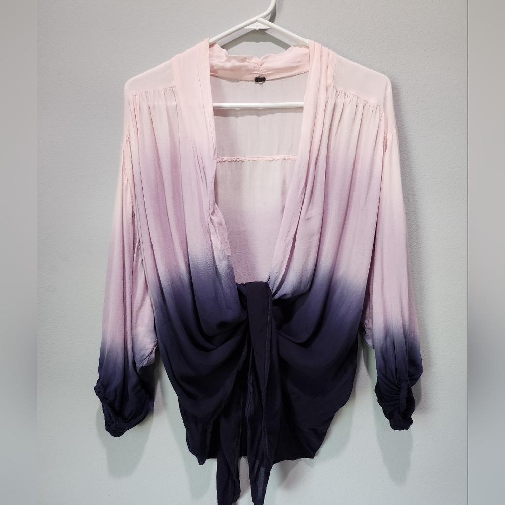 Young Fabulous & Broke Carmen Tie Front Ombre Cardigan Pink Purple S